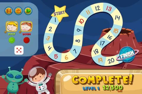 Game background template with man and alien Stock Illustration