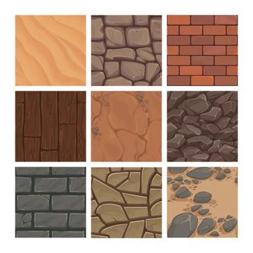 Game background texture. Cartoon ground earth, rock and sand geological Stock Illustration