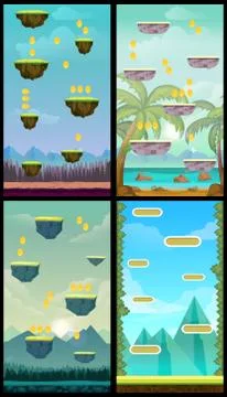 Game background, vertical tileable wallpaper for level game .vector illustration Stock Illustration