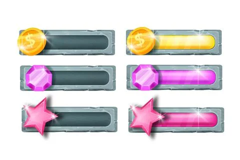 Game bar progress vector slider, graphic interface design elements Stock Illustration