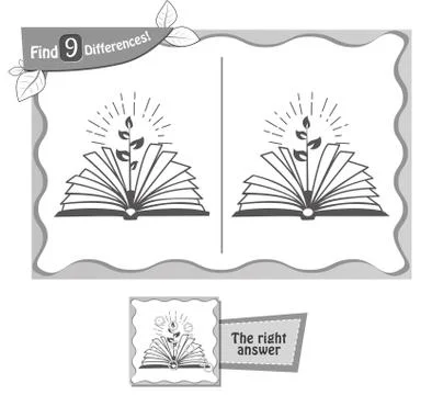 Game black  find 9 differences book Stock Illustration