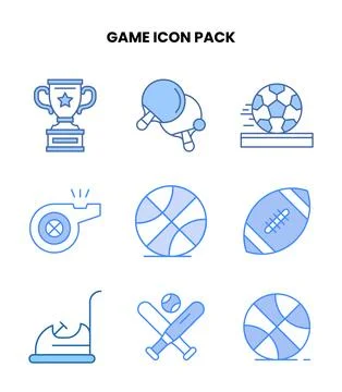 Game Blue Bundle Icons Pack Stock Illustration