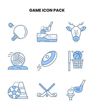 Game Blue Color Vector Icons Pack イラスト素材