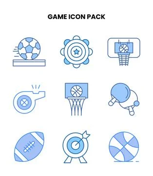 Game Blue Design Icons Pack Stock Illustration