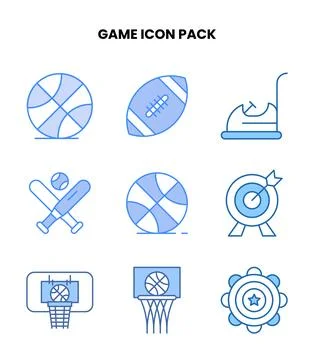 Game Blue Set Icons Pack Ilustração Stock