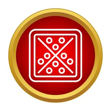 Game board icon with red circle and gold border イラスト素材