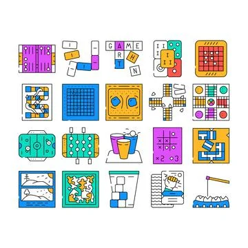 Game board table play icons set vector Illustrazione stock