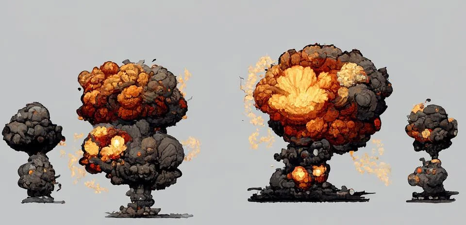 Game bomb explosion. Isolate on grey background. Stock Illustration