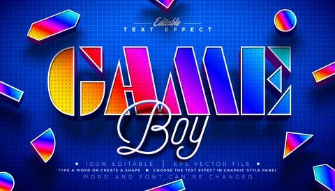 Game Boy Editable Text Effect Design Vector Graphic Style with Scalable 3d .. イラスト素材