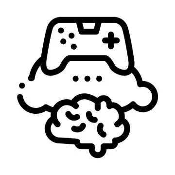 Game brain and cloud icon vector outline illustration Illustrazione stock