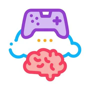 Game brain and cloud icon vector outline illustration Illustrazione stock
