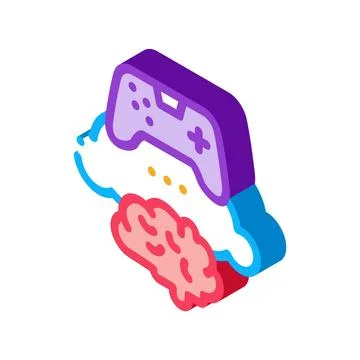 Game brain and cloud isometric icon vector illustration Stock Illustration