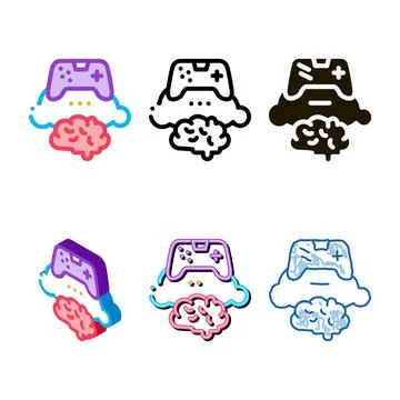 Game brain and cloud pack icon vector outline Stock Illustration