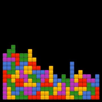 Game Brick Tetris Template on Black Background. Vector. Stock Illustration
