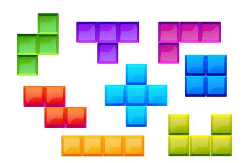 Game bricks set, colorfull blocks clasic logic game, puzzle in cartoon style Illustrazione stock