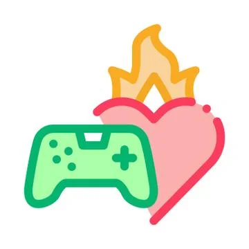 Game burning heart icon vector outline illustration Stock Illustration