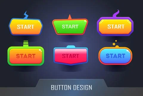 Game Button design set. Set of colored web buttons. Vector Button Set. Stockillustratie
