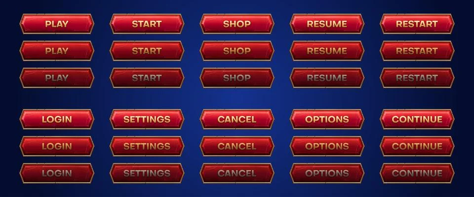 Game buttons animation set Stock Illustration