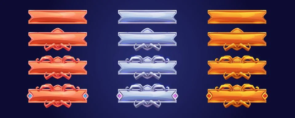 Game buttons with fantasy frames Stock Illustration