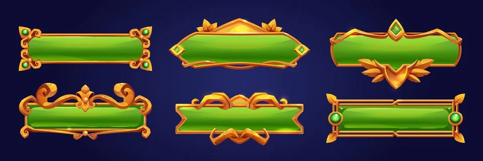 Game buttons with gold frames in medieval style Stock Illustration