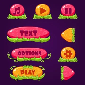 Game Buttons with nature elements Stock Illustration