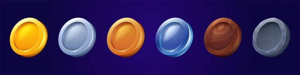 Game buttons, round frames or ui level icons set Illustrazione stock