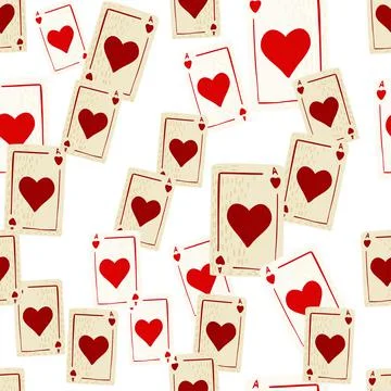 Game cards seamless pattern. Design gambling. Repeated texture in doodle styl 스톡 일러스트