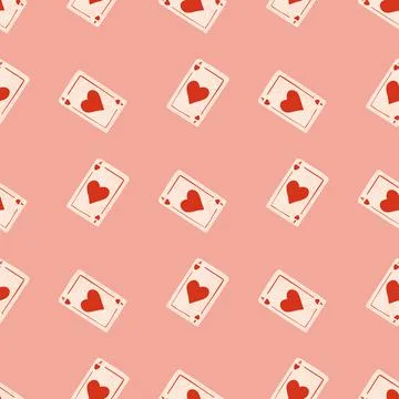 Game cards seamless pattern. Design gambling. Repeated texture in doodle styl Stock Illustration