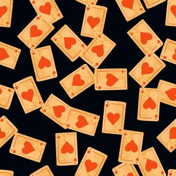 Game cards seamless pattern. Design gambling. Repeated texture in doodle styl Stock Illustration