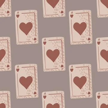 Game cards seamless pattern. Design gambling. Repeated texture in doodle styl Stock Illustration