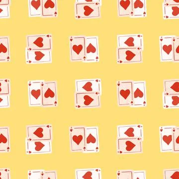 Game cards seamless pattern. Design gambling. Repeated texture in doodle styl 스톡 일러스트