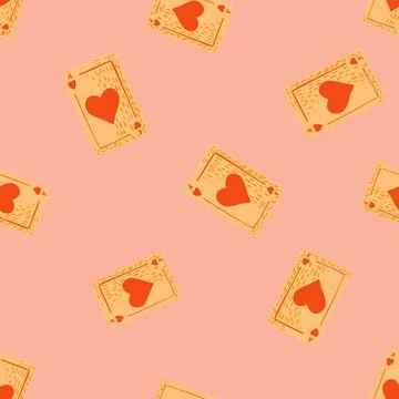Game cards seamless pattern. Design gambling. Repeated texture in doodle styl Stock Illustration