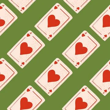 Game cards seamless pattern. Design gambling. Repeated texture in doodle styl Stock Illustration
