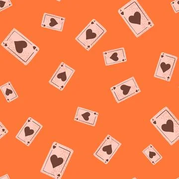 Game cards seamless pattern. Design gambling. Repeated texture in doodle styl Stock Illustration