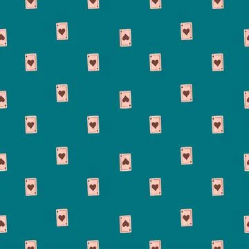Game cards seamless pattern. Design gambling. Repeated texture in doodle styl Illustrazione stock