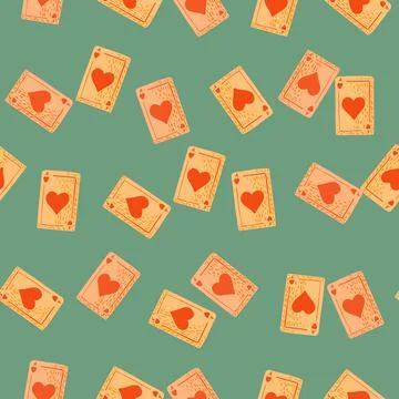 Game cards seamless pattern. Design gambling. Repeated texture in doodle styl Stock Illustration