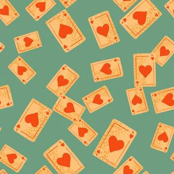 Game cards seamless pattern. Design gambling. Repeated texture in doodle styl Illustrazione stock