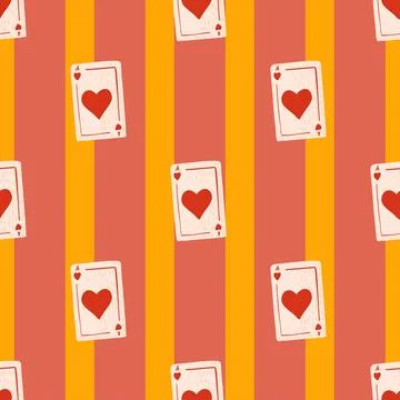 Game cards seamless pattern. Design gambling. Repeated texture in doodle styl Stock Illustration