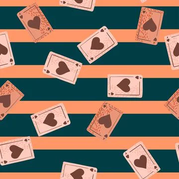 Game cards seamless pattern. Design gambling. Repeated texture in doodle styl Stock Illustration
