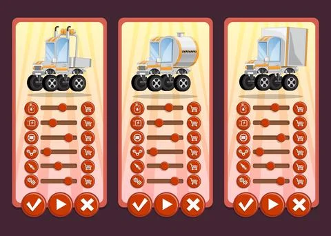 Game cards with trucks. Stock Illustration