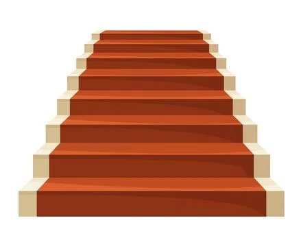 Game castle stairs in cartoon style. Medieval ancient ladder flights without Illustrazione stock