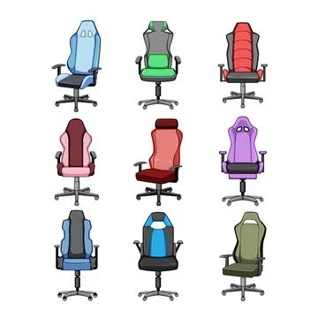 Game chair set cartoon vector illustration Stock Illustration