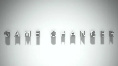 Game changer 3D title animation with shadows on a white background 스톡 동영상 297905064