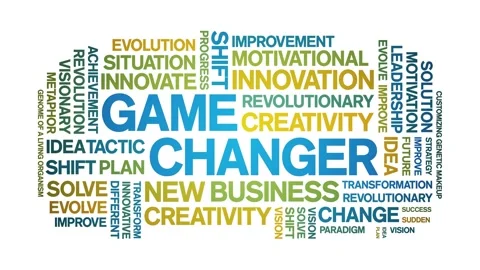 Game Changer animated word cloud,animation kinetic tag typography seamless loop Stock Footage 265678372