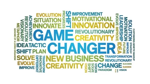 Game Changer animated word cloud,animation kinetic tag typography seamless loop Stock Footage 265678408