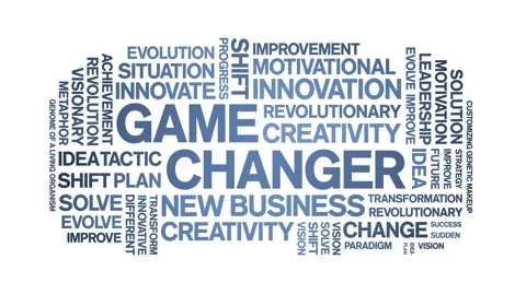 Game Changer animated word cloud,animation kinetic tag typography seamless loop Stock Footage 265678464