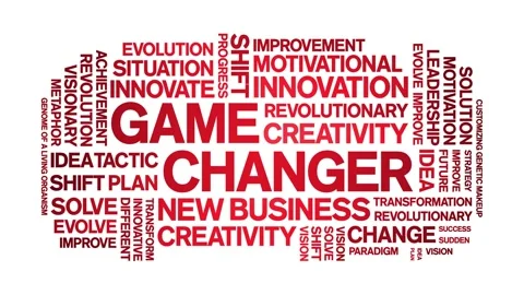 Game Changer animated word cloud,animation kinetic tag typography seamless loop Stock Footage 265678479