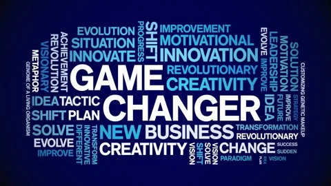 Game Changer animated word cloud,animation kinetic tag typography seamless loop Stock Footage 265678841