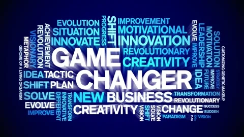 Game Changer animated word cloud,animation kinetic tag typography seamless loop Stock Footage 265679124