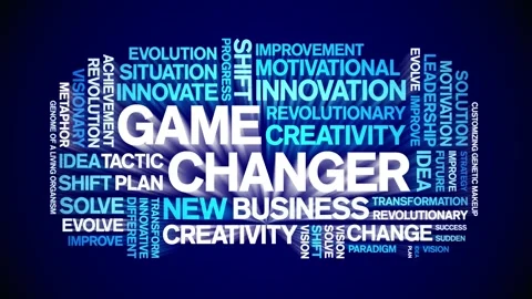 Game Changer animated word cloud,animation kinetic tag typography seamless loop Stock Footage 265679192